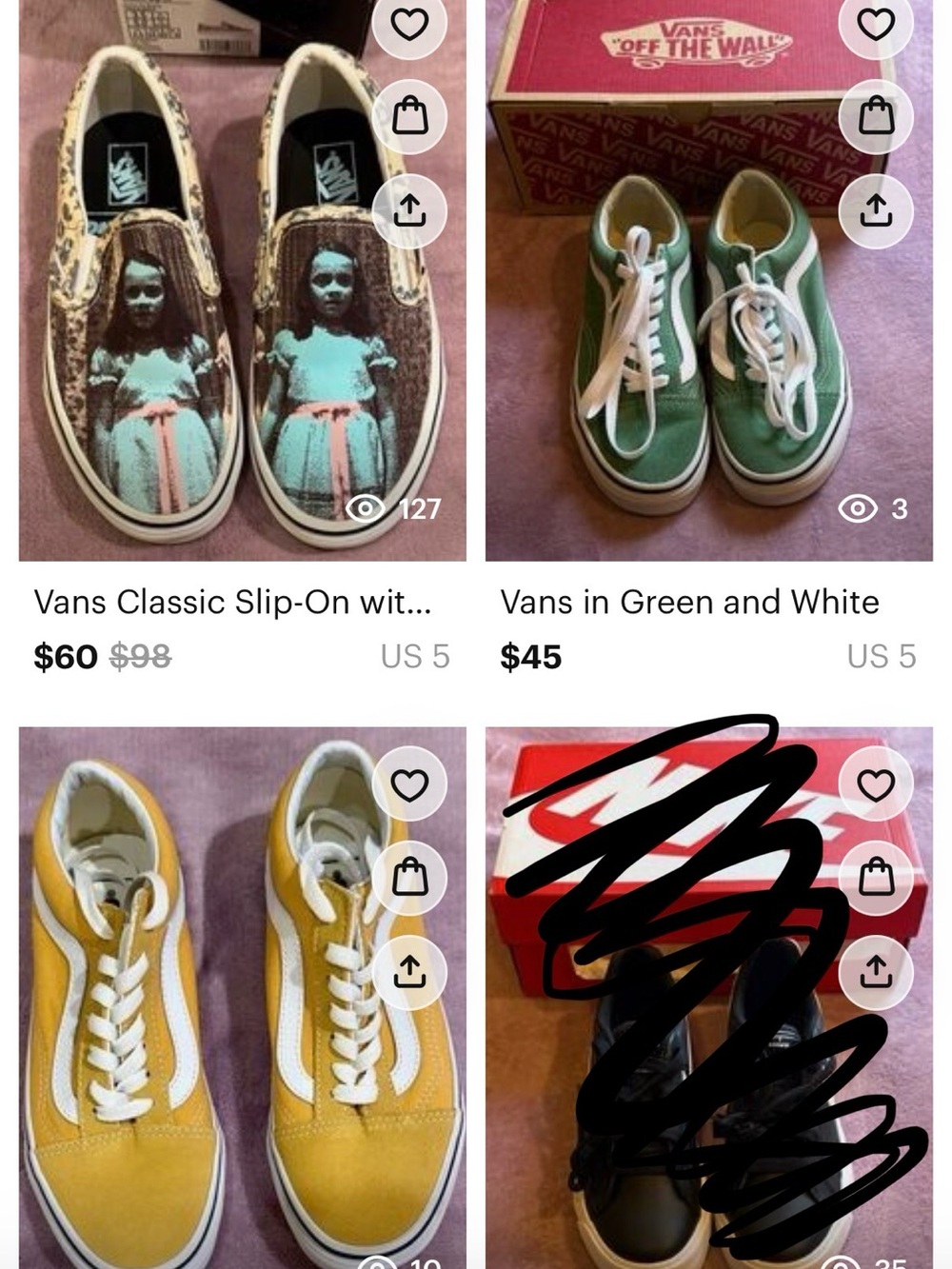 3 pair of Vans Low tops